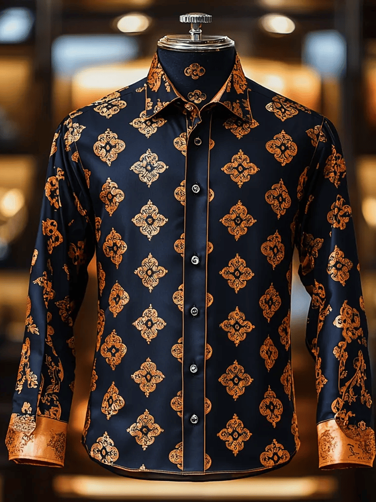 Camisa seda ejecutivo de lujo de manga larga para hombre