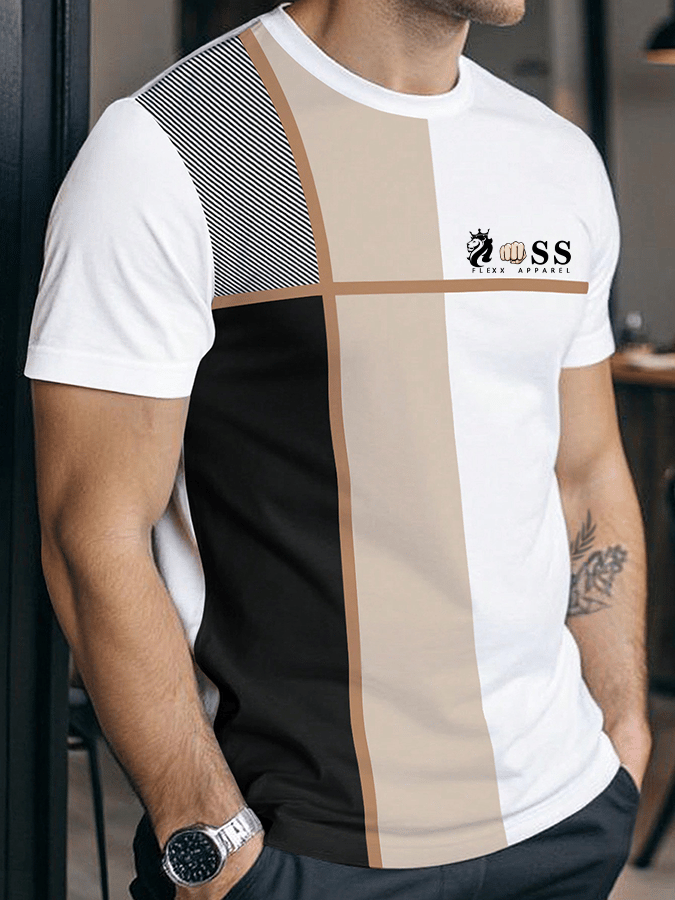 Camiseta retro Letter estampado cuello redondo para hombre