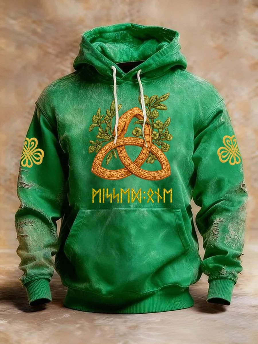 Sudadera vintage St. Patrick's Day estampado Hooded para hombre