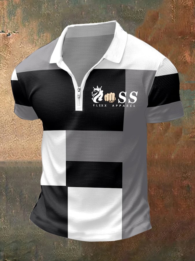 Contrast Waffle Zip Polo para hombre
