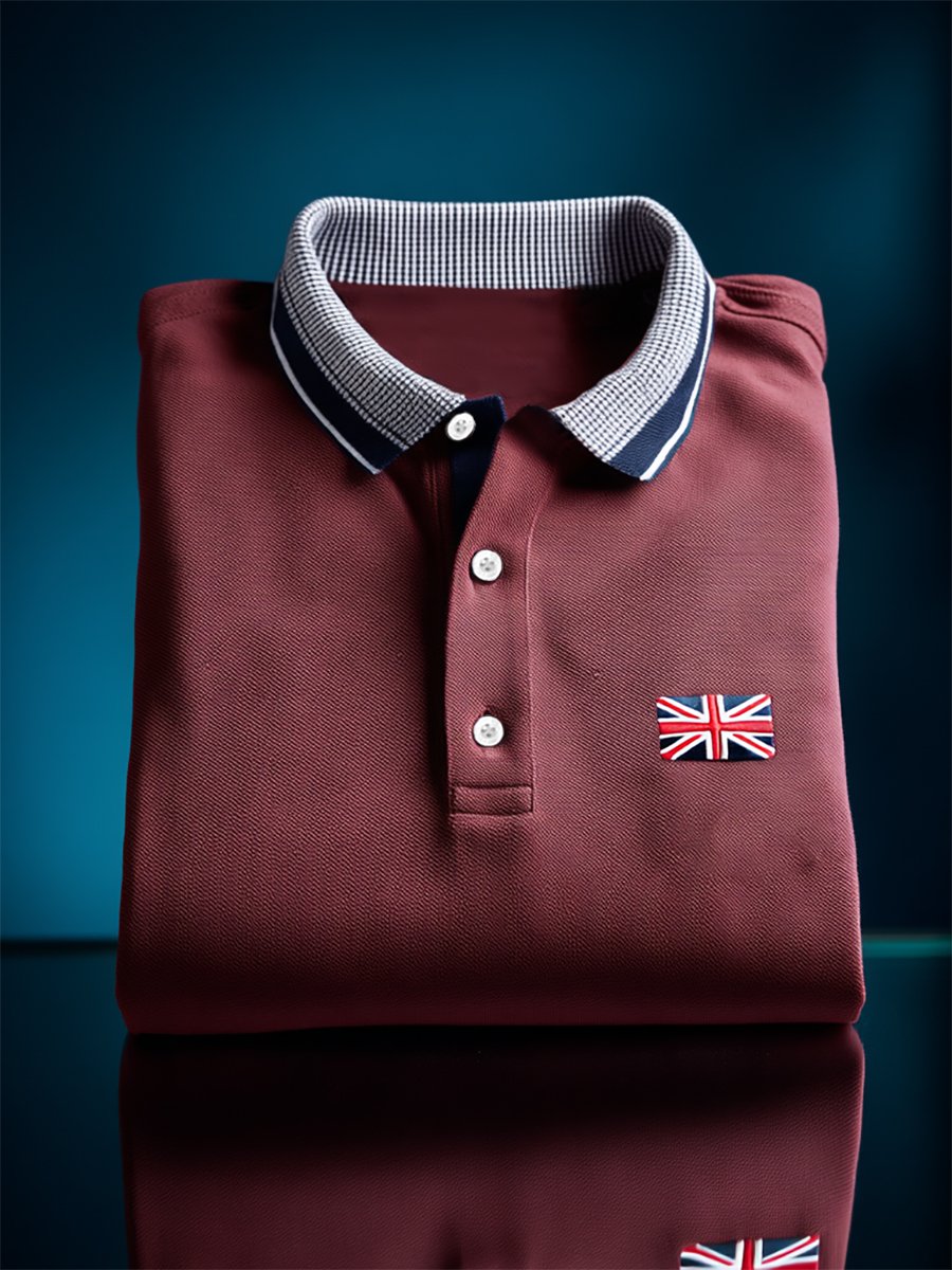 Camisa polo ejecutivo casual Union Jack Button de manga corta para hombre