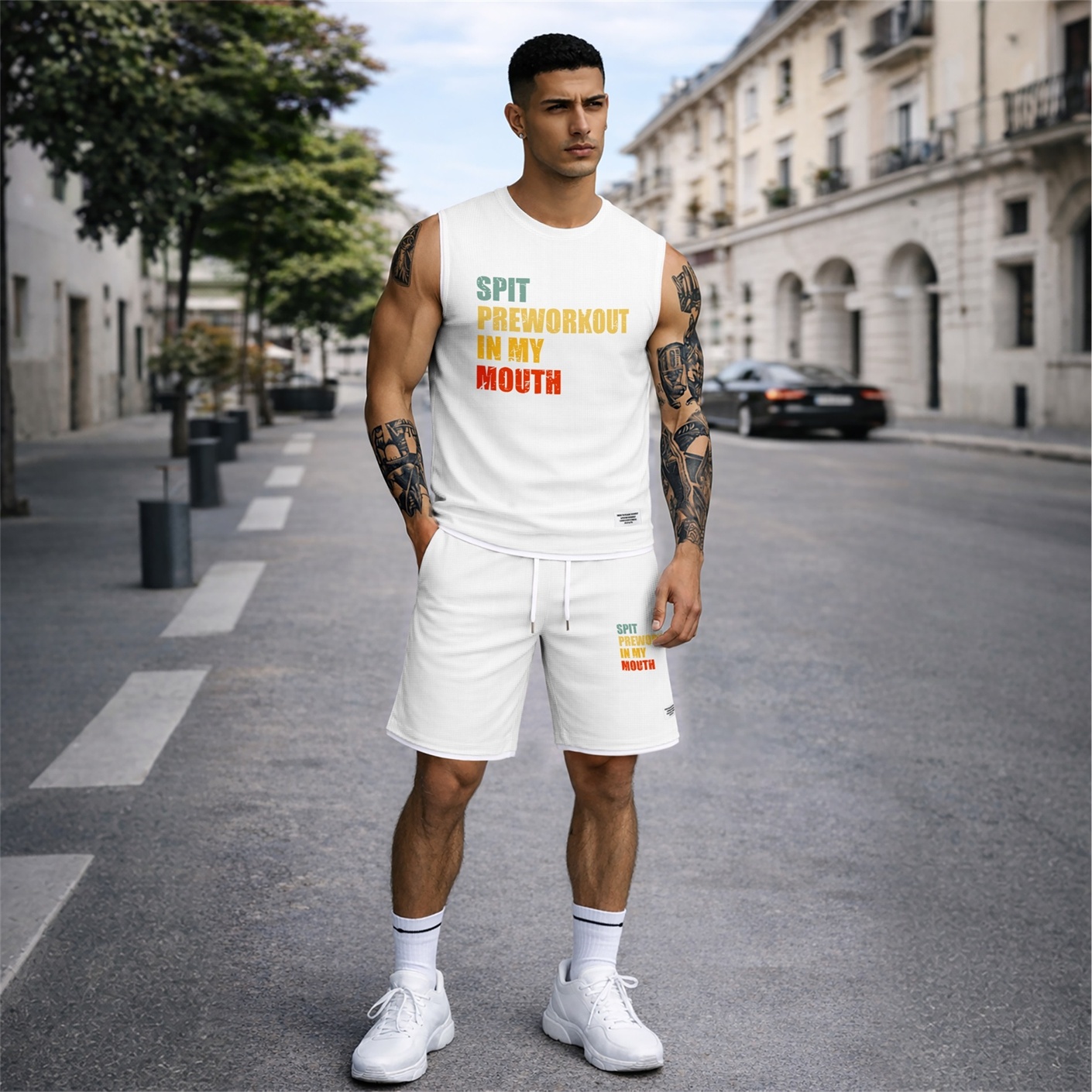 Conjunto de dos piezas for Men Graphic Sleeveless Tank Top and shorts, casual Summer Matching Outfit, Regular Fit Athletic Streetwear Clothes, Lightweight transpirable Set for Travel para trabajoout Lounge