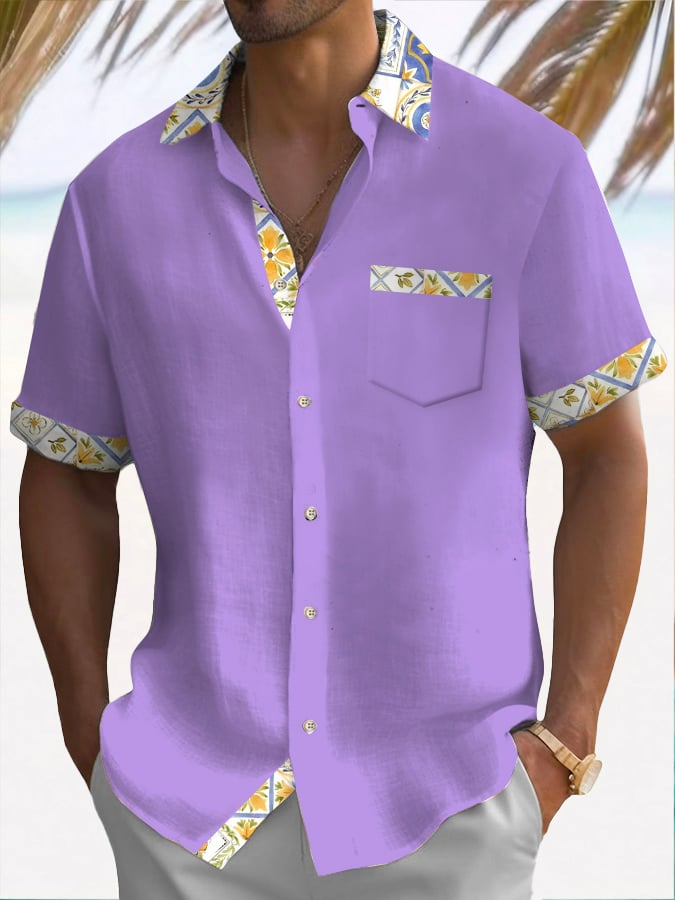 Camisa casual Italian Resort de manga corta para hombre