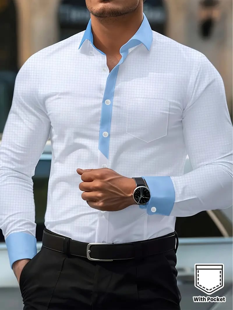Camisa ejecutivo estampado de manga larga para hombre
