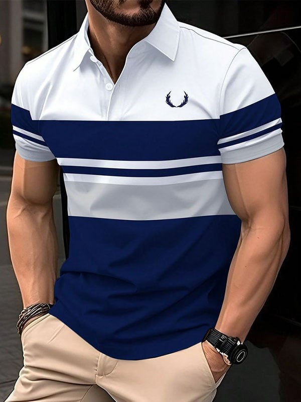 Camisa polo ejecutivo Logo con botones de manga corta para hombre