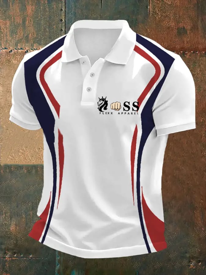 Camisa polo retro Letter estampado casual para hombre