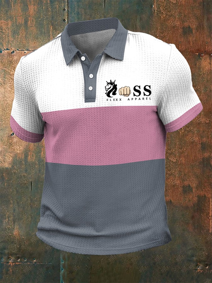 Casual ejecutivo Waffle de manga corta Polo para hombre