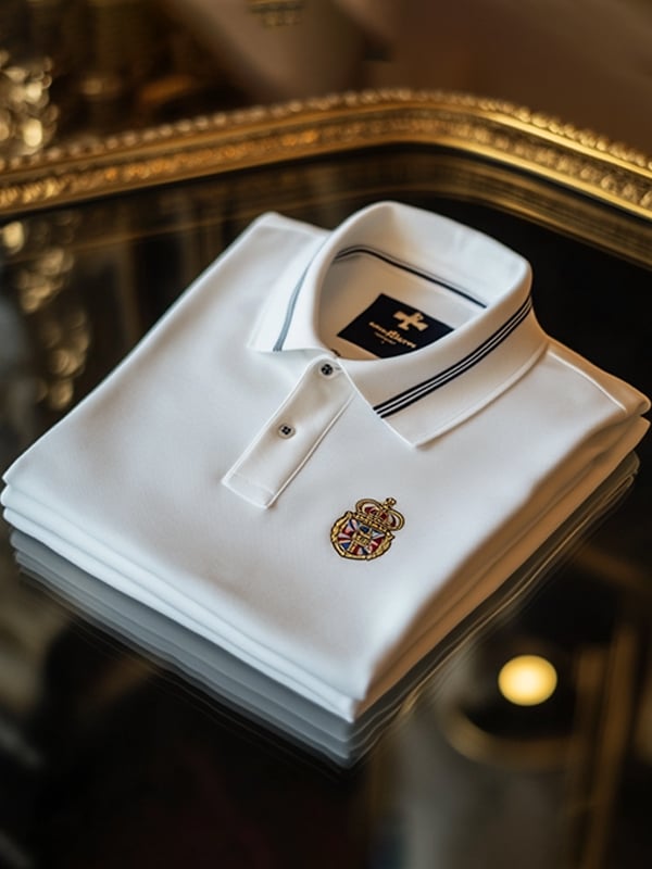 Camisa polo retro ejecutivo rayas estampado de manga larga para hombre