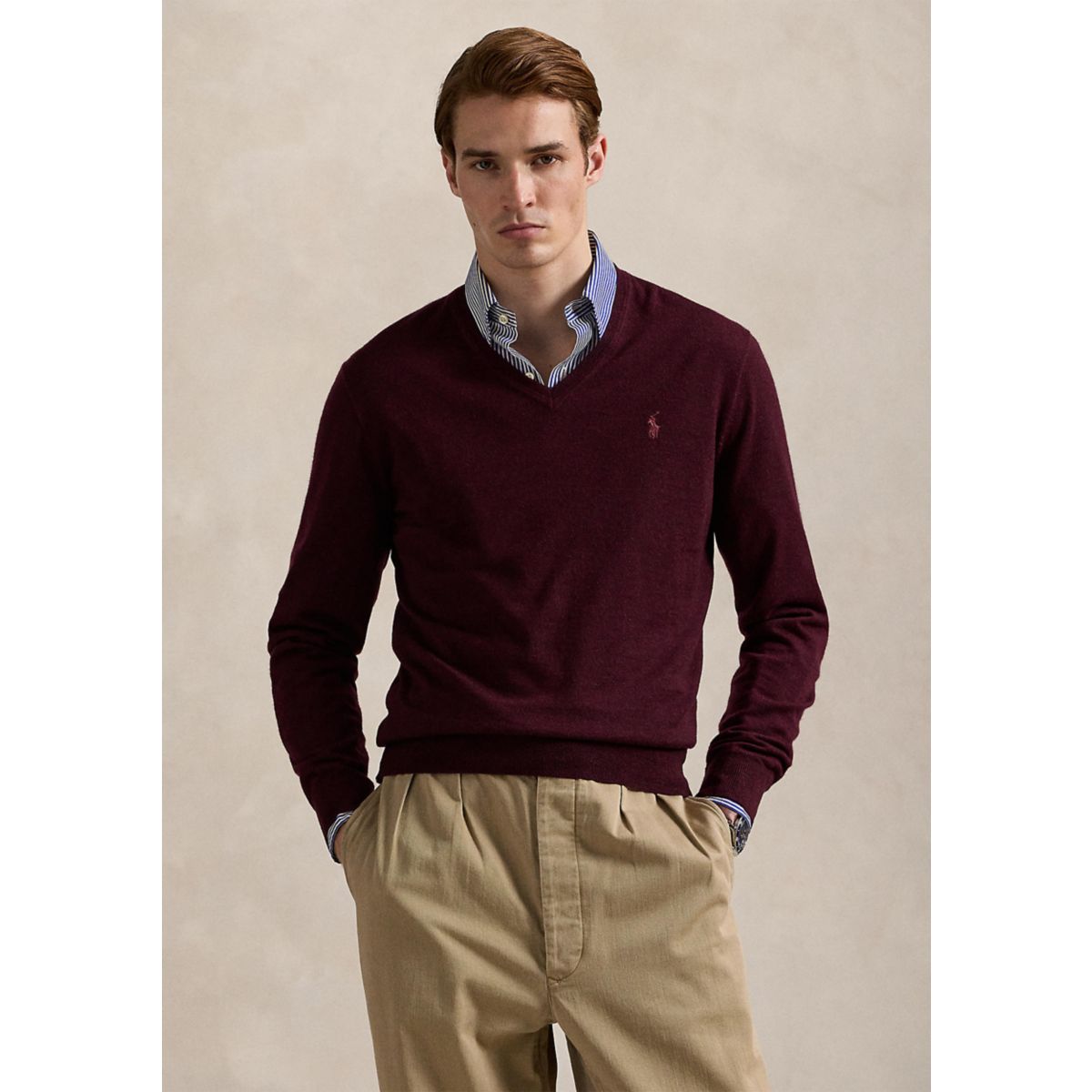 Washable Wool V-Neck Sweater - 5