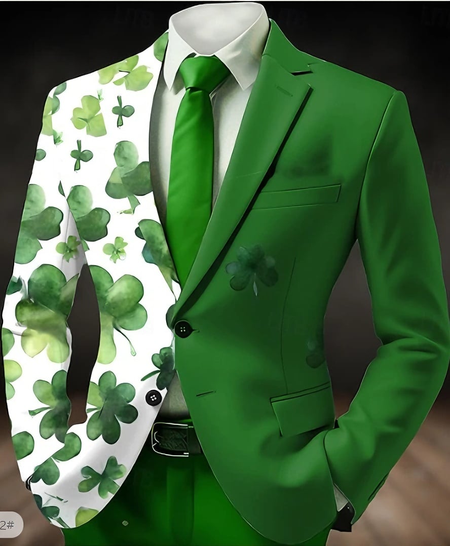 Chaqueta St. Patrick Four Leaf Clover saco abrigo vintage abrigo saco with Graffiti para hombre