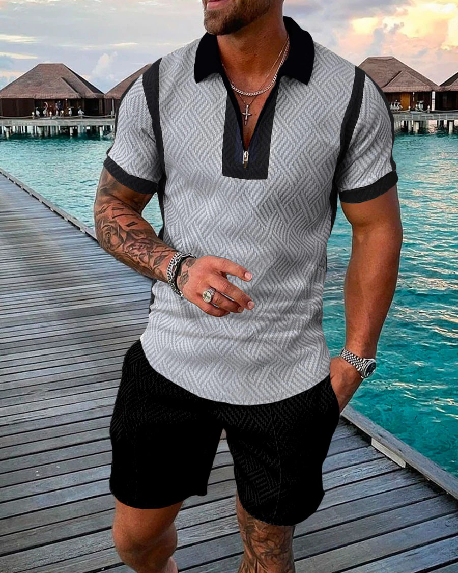 Camisa polo casual Colorblock Two Piece para hombre