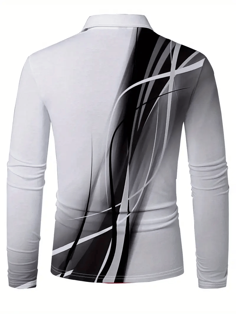 Camisa polo ejecutivo casual a rayas de manga larga para hombre