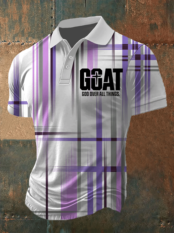Camisa polo Goat-God Over All Things estampado de manga corta para hombre