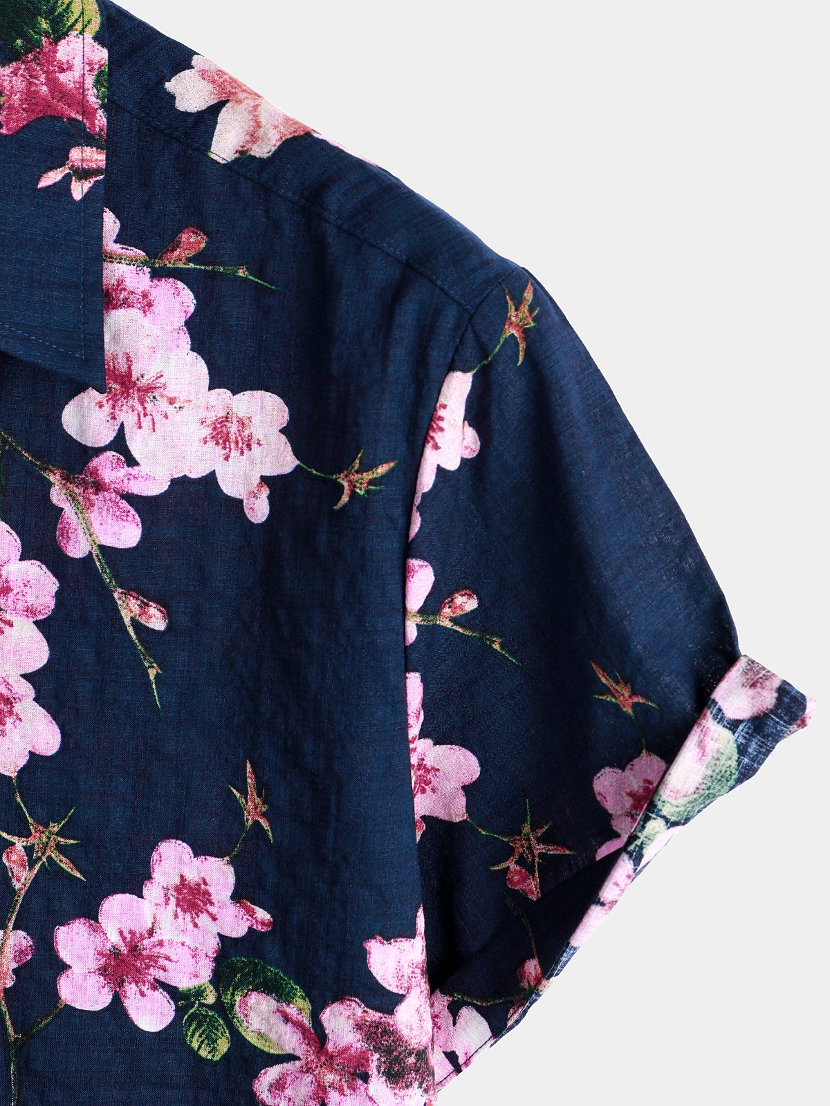 Camisa Flower estampado de algodón floral Hawaiian Button Up de manga corta para hombre