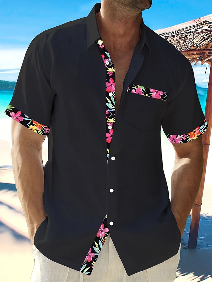 Camisa Hawaiian Resort Coconut Tree estampado Lapel para hombre