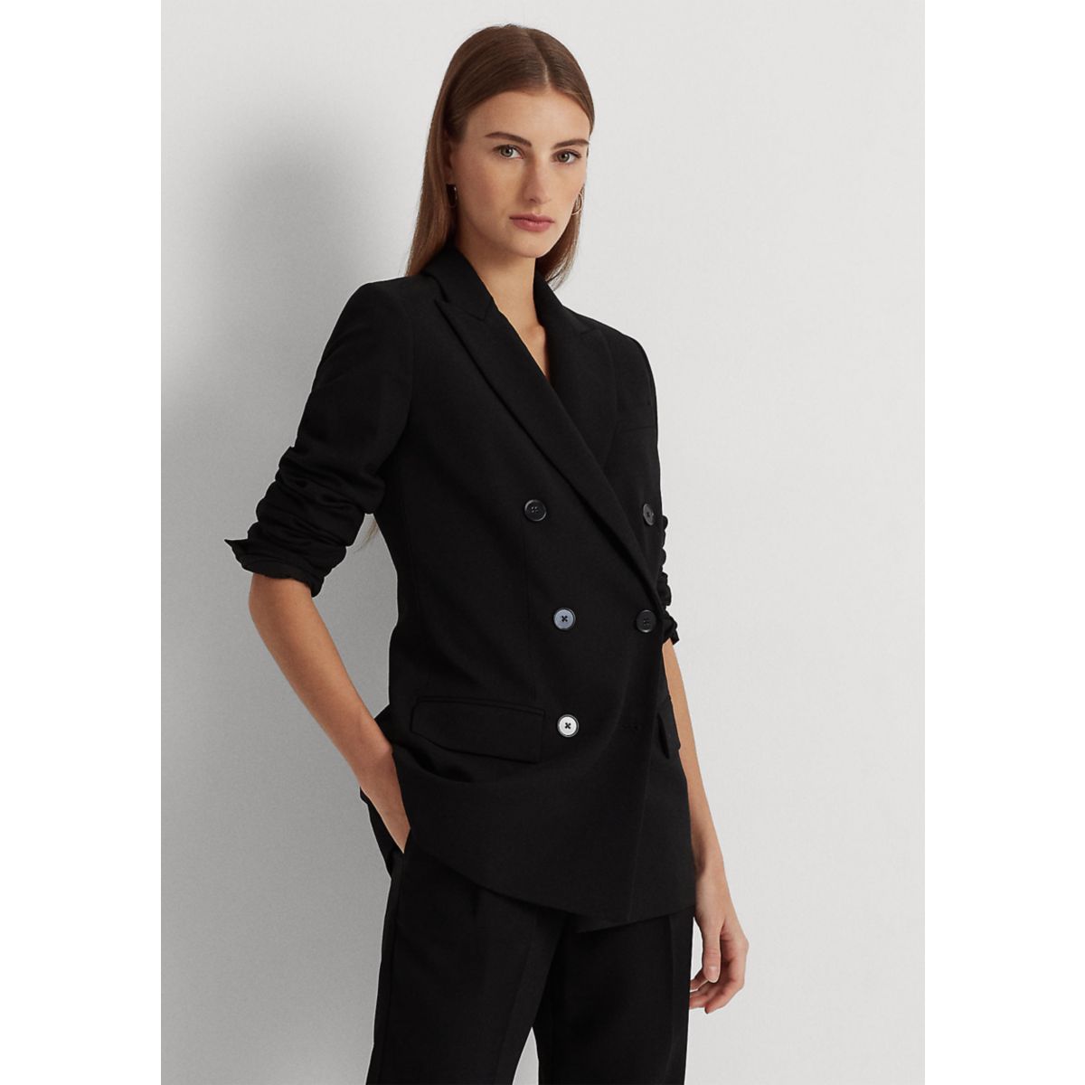 Double-Breasted Wool Crepe Blazer - 8