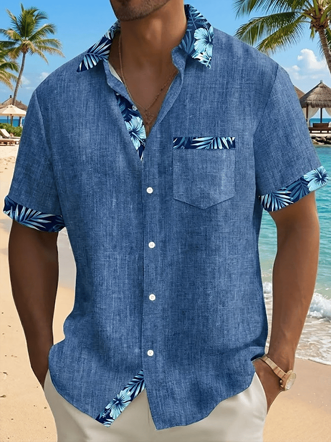 Camisa Hawaiian estampado de modaable Resort casual Pockets para hombre