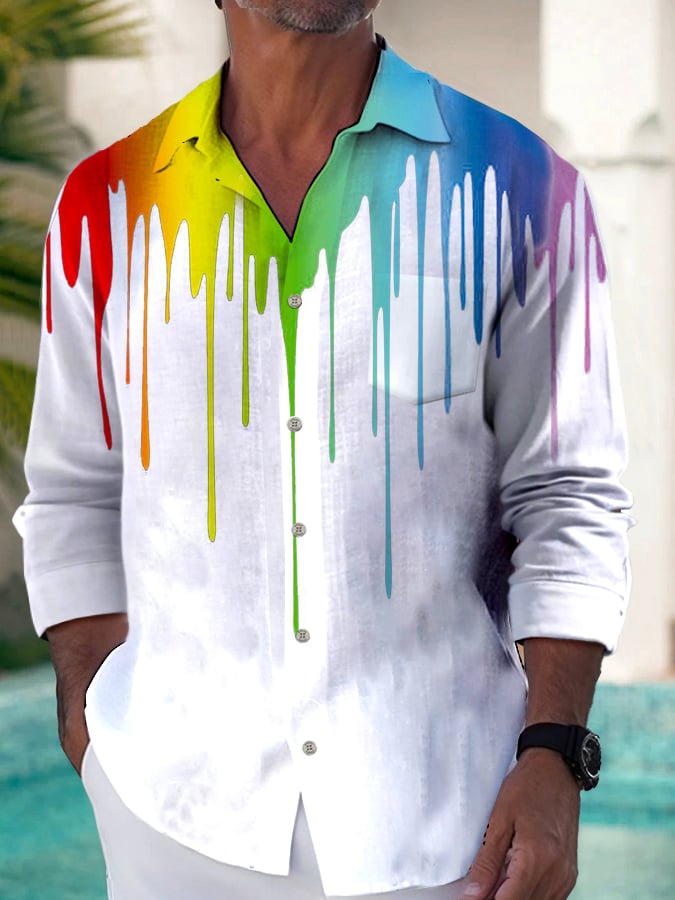 Camisa de moda Gradient estampado de manga larga