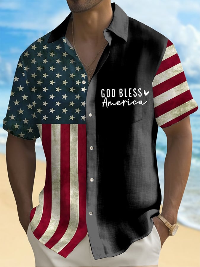 Camisa Independence Day estampado casual (With Pockets) para hombre