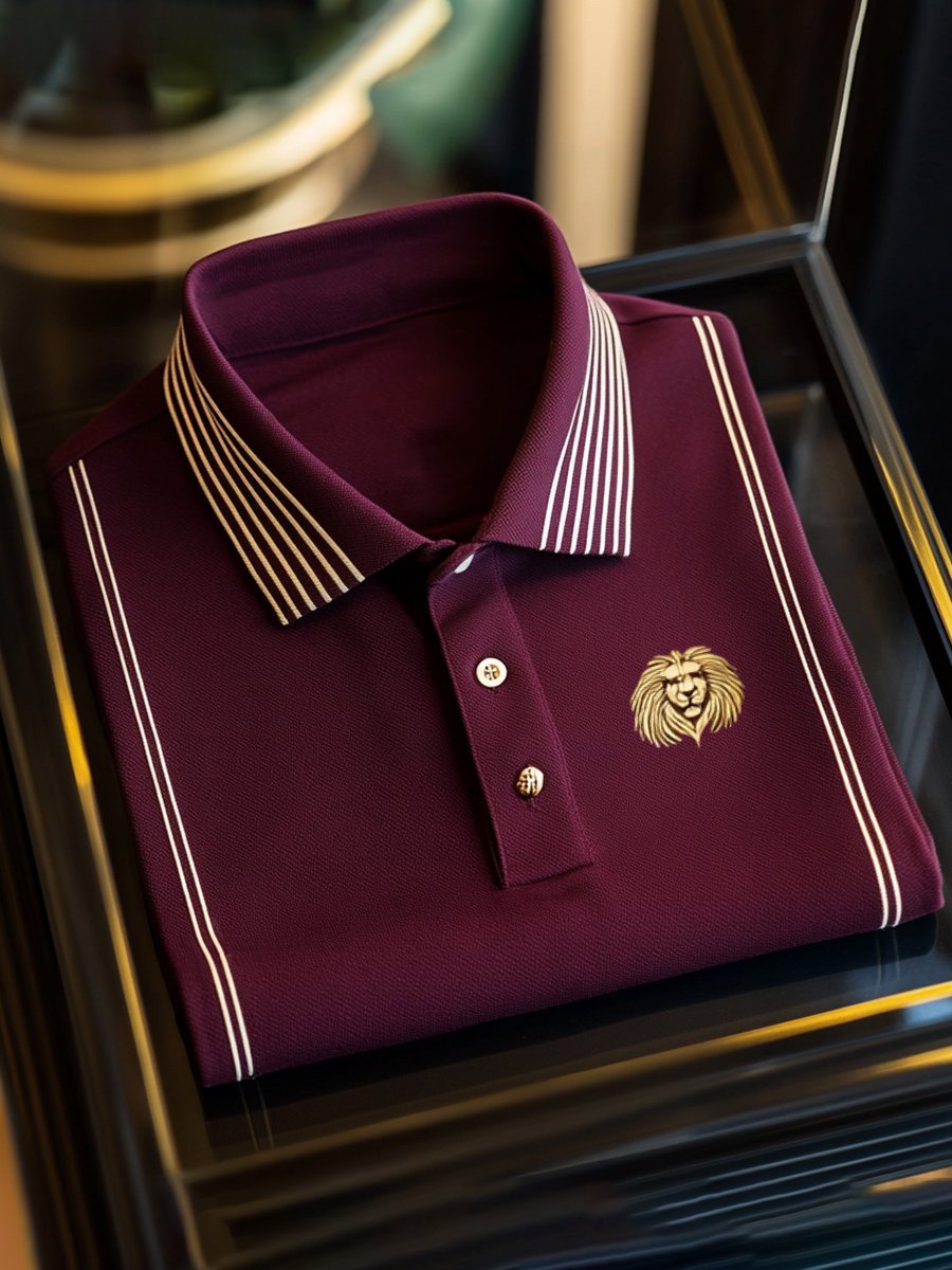 Camisa polo vintage ejecutivo de manga larga para hombre