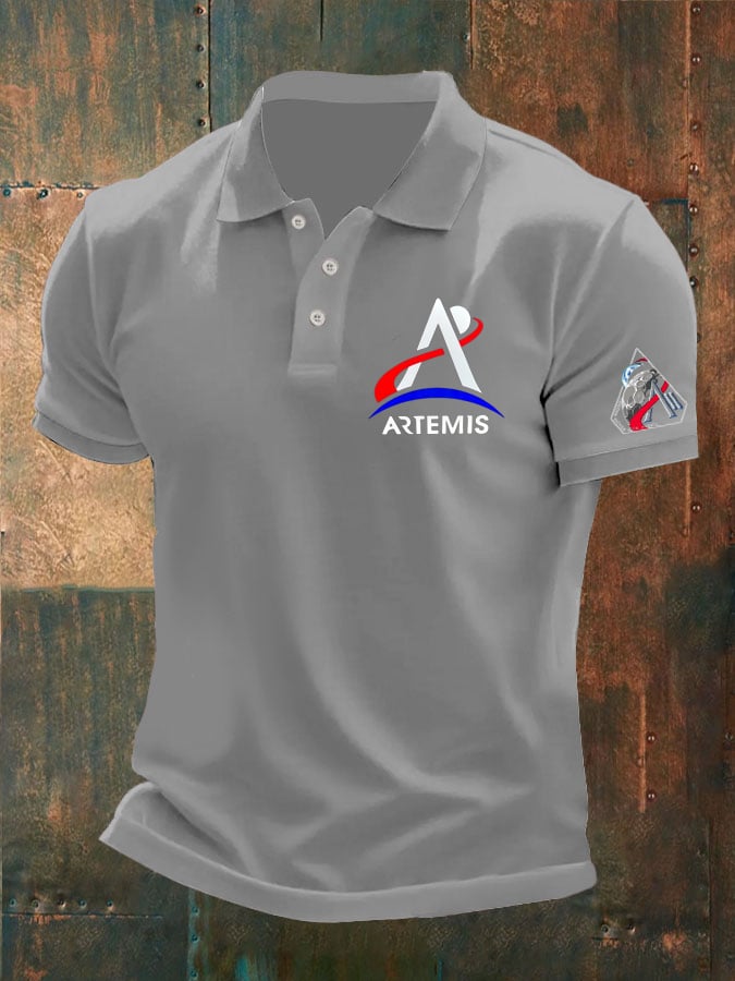 Camisa polo estampado de manga corta para hombre