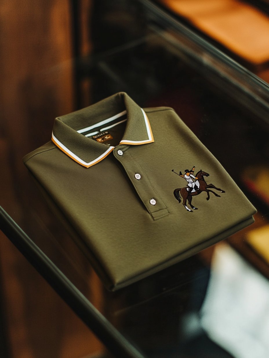 Camisa polo ejecutivo casual Horseback Rider con botones de manga corta para hombre