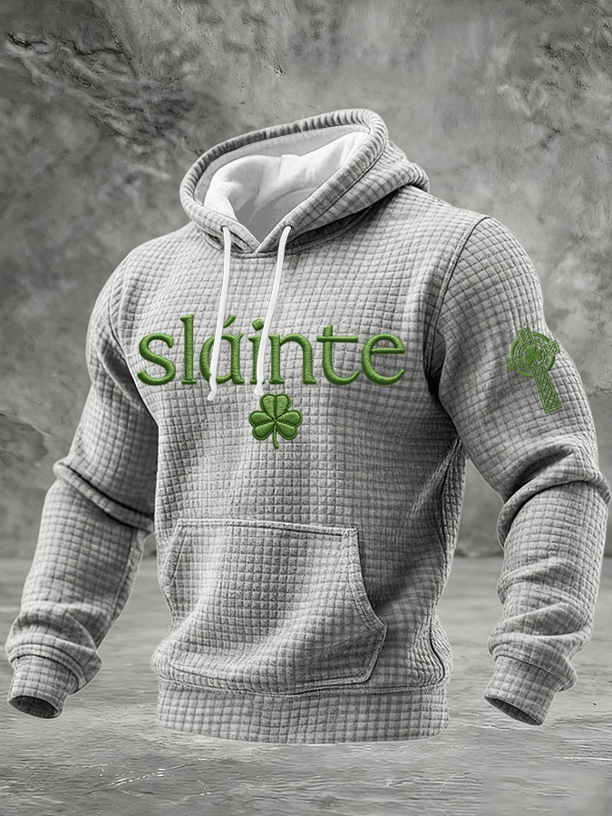 Sudadera St. Patrick's Day estampado Checkered con gorrasucha para hombre