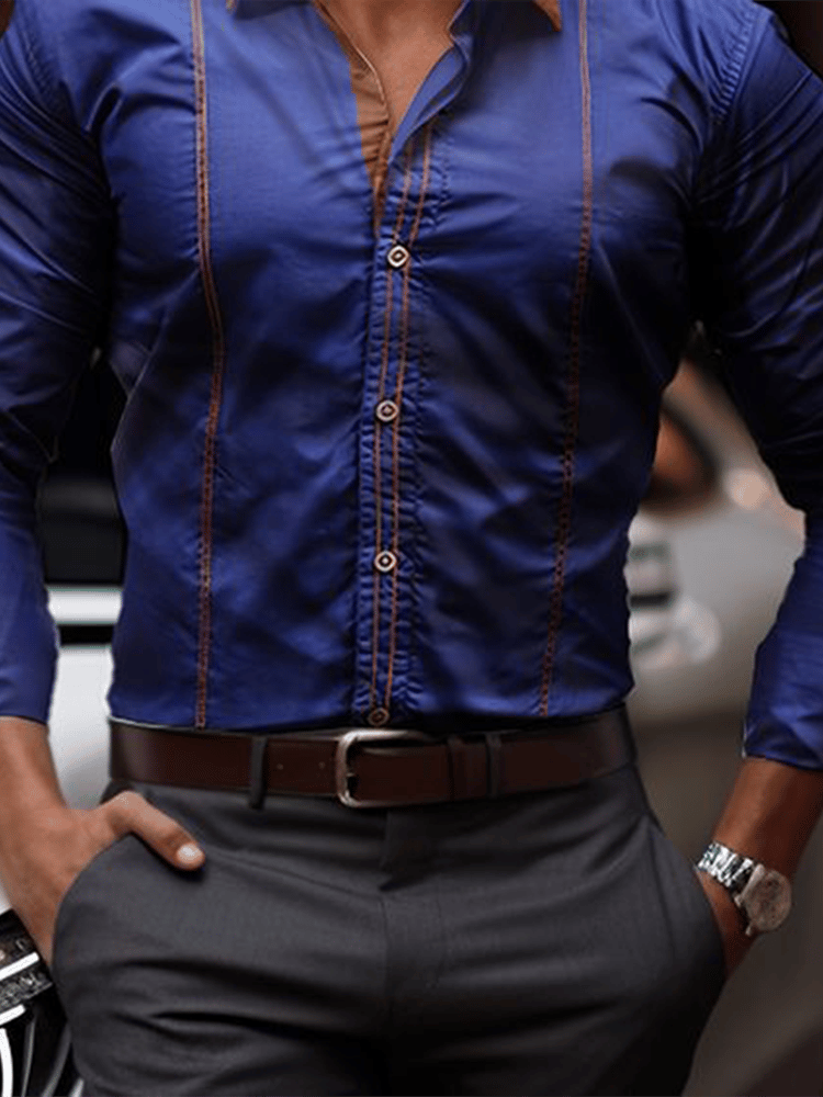 Camisa a cuadros ejecutivo de manga larga para hombre