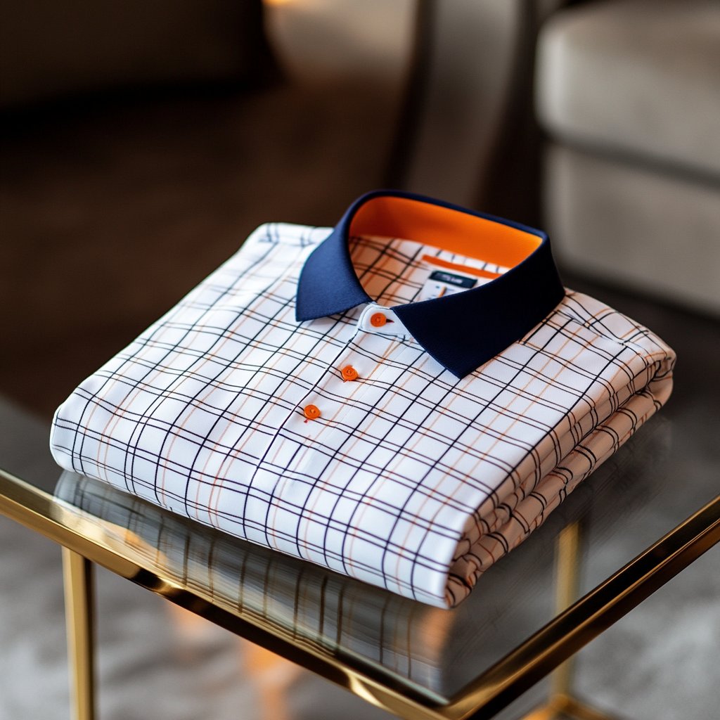 Camisa polo ejecutivo casual jacquard Button de manga corta para hombre