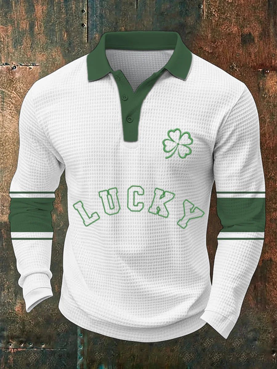 Camisa polo St. Patrick’s Day de manga larga para hombre