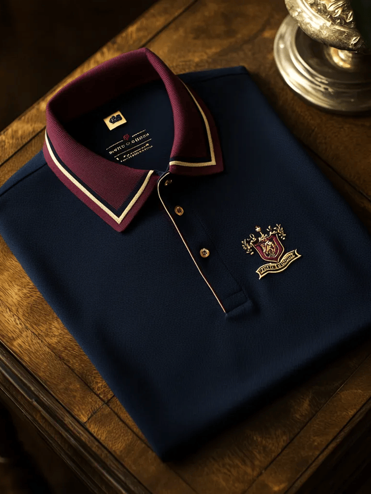 Camisa polo vintage ejecutivo de manga larga para hombre