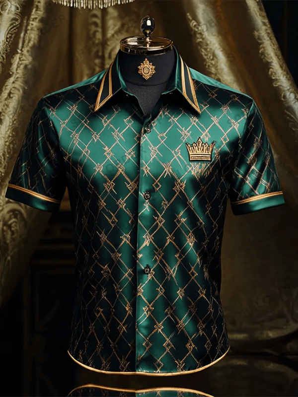 Camisa ejecutivo Luxe estampado de manga corta para hombre