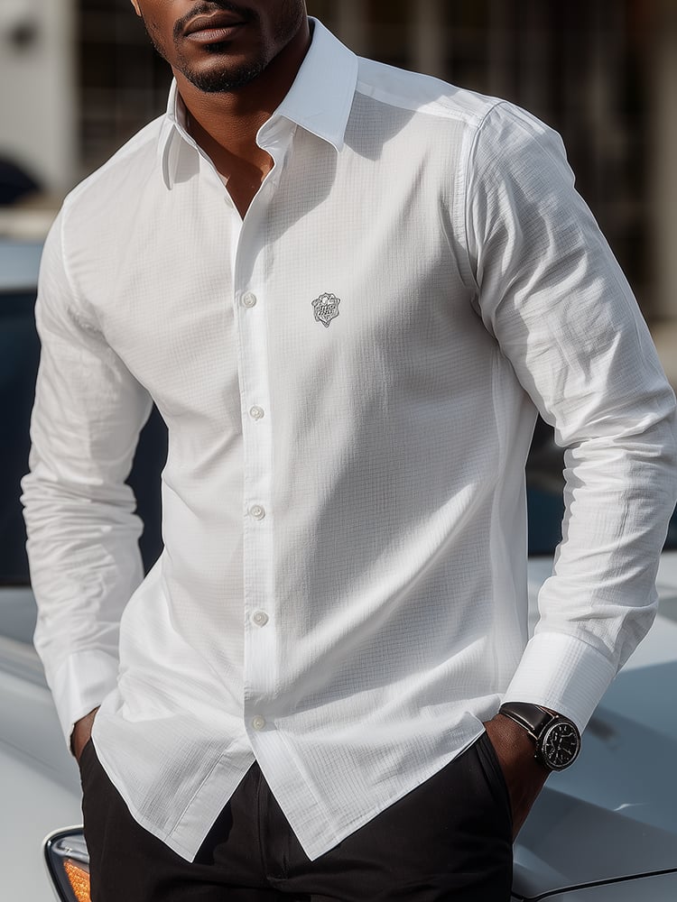 Camisa casual estampado de manga larga ejecutivo para hombre