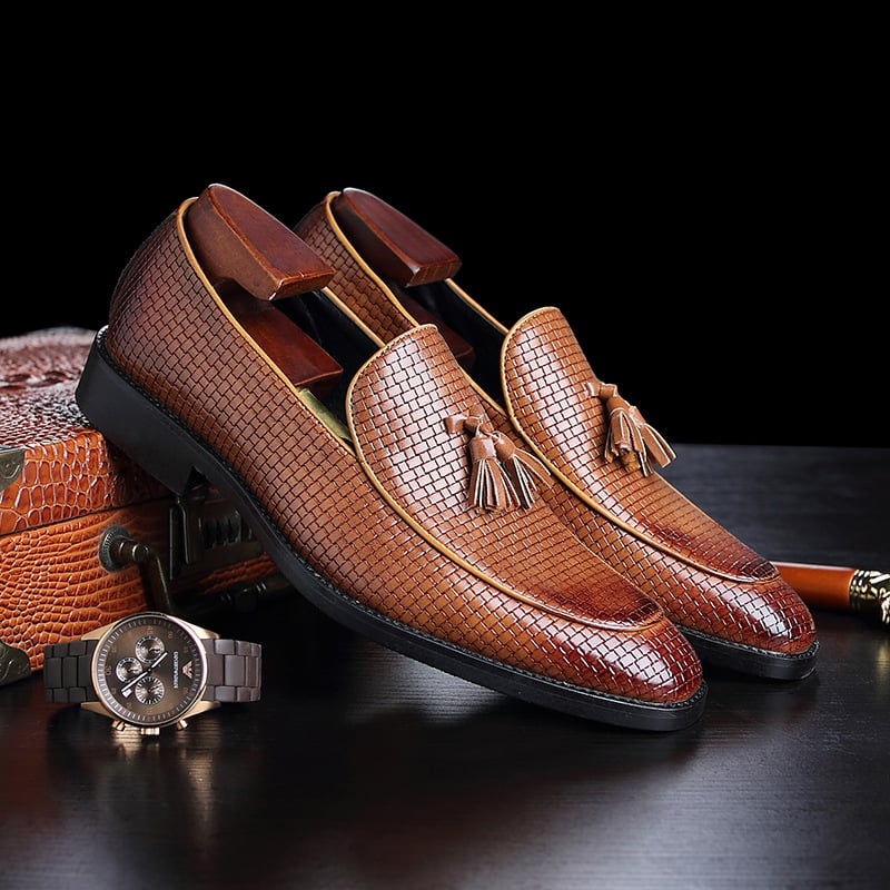 Zapatos ejecutivo casual Simple de moda Tassel cuero para hombre