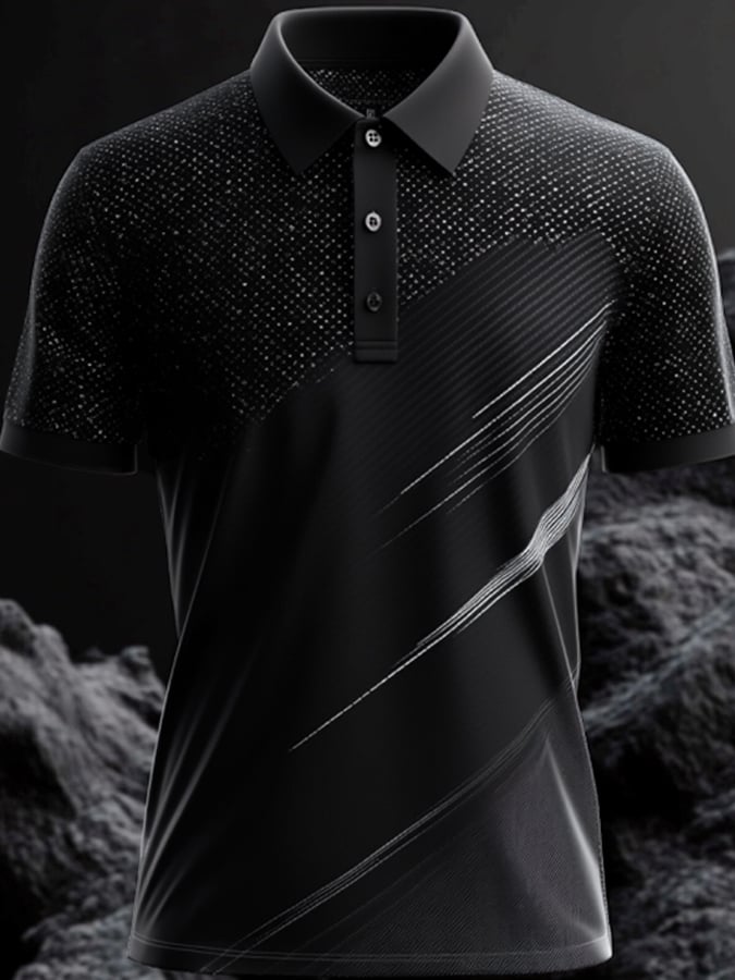 Camisa polo casual clásico Contrast Color de manga corta para hombre