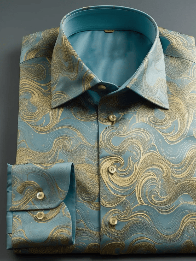 Camisa seda ejecutivo de lujo de manga larga para hombre