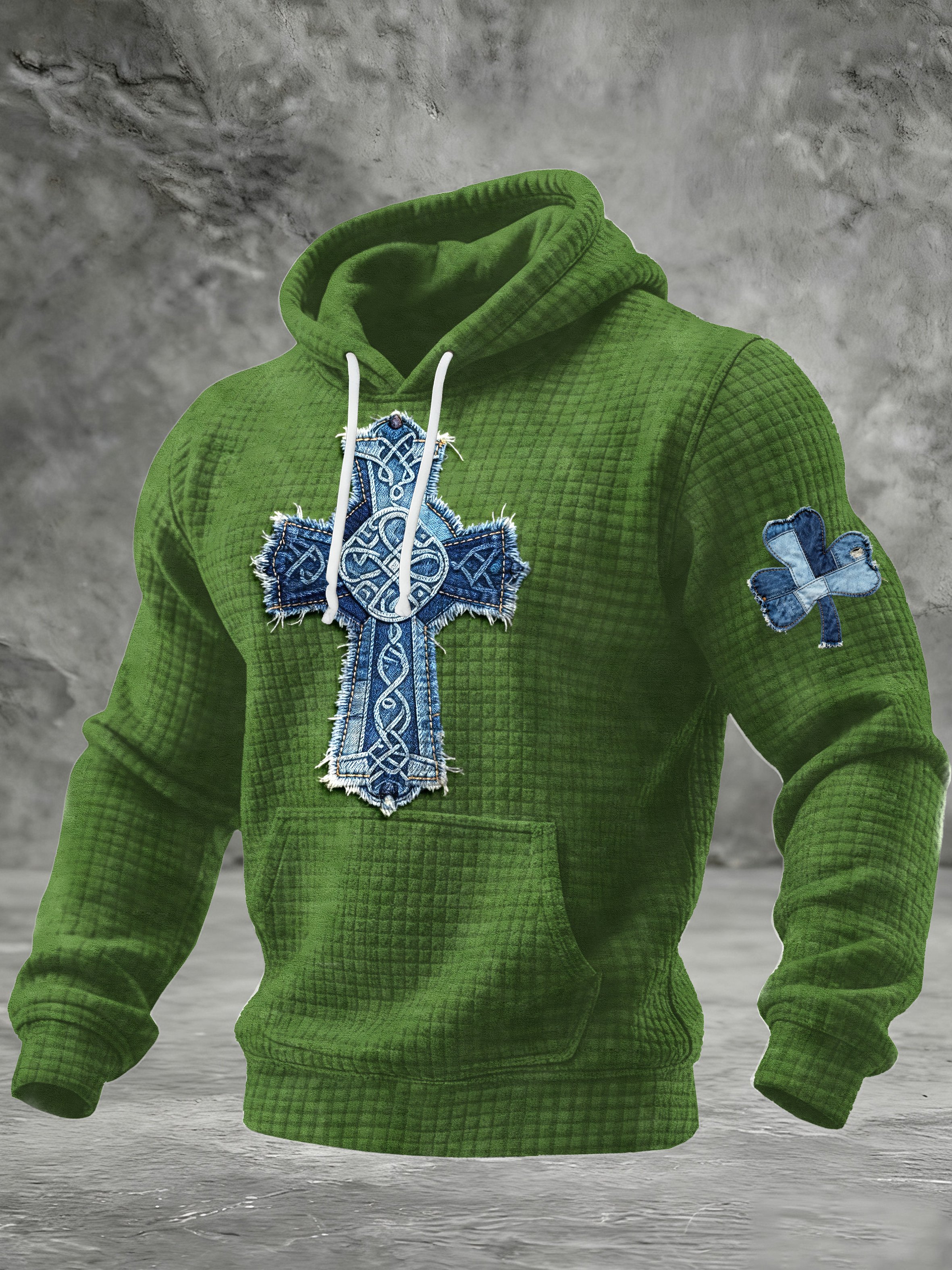 Sudadera retro St Patrick's Day estampado con gorrasucha para hombre
