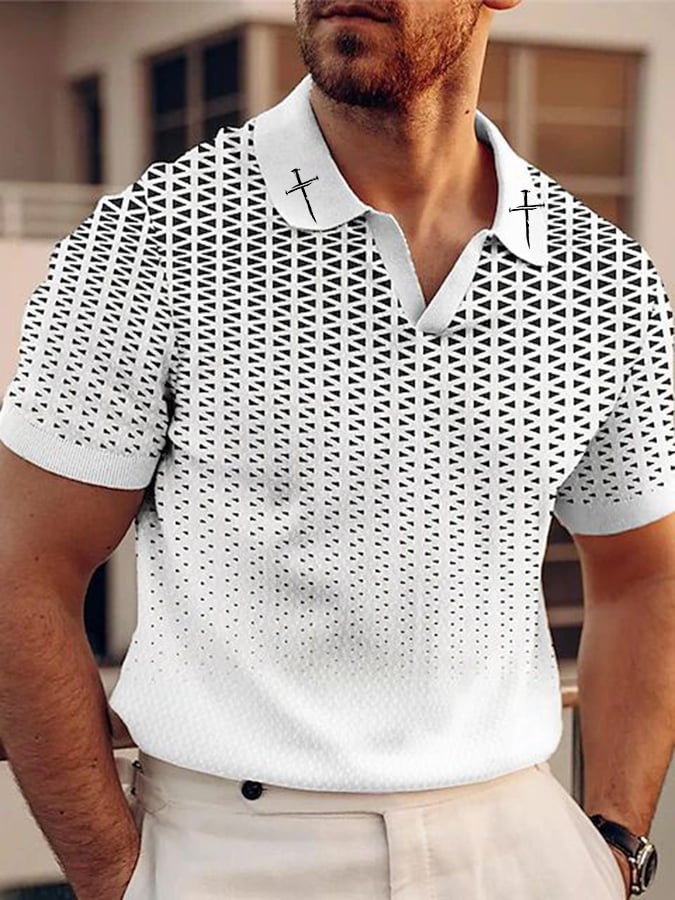 Camisa polo Faith Cross estampado texturizado Fabric Comfortable casual para hombre