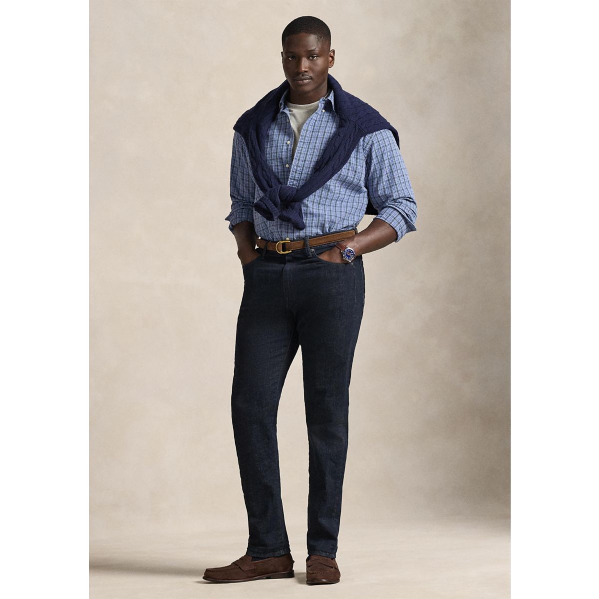 Big & Tall Plaid Brushed Oxford Shirt - 4