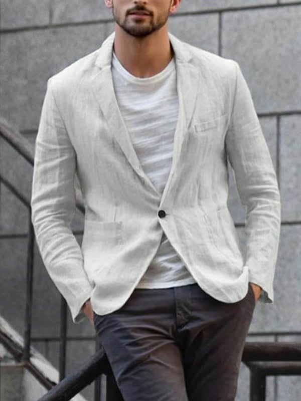 Casual holgado de algodón and de lino suit para hombre