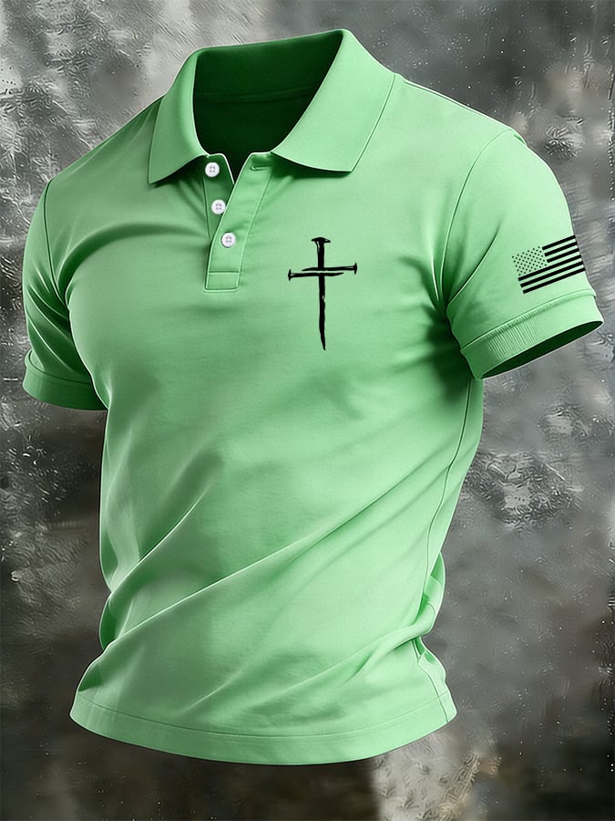 para hombre retro Faith casual estampado camisa polo