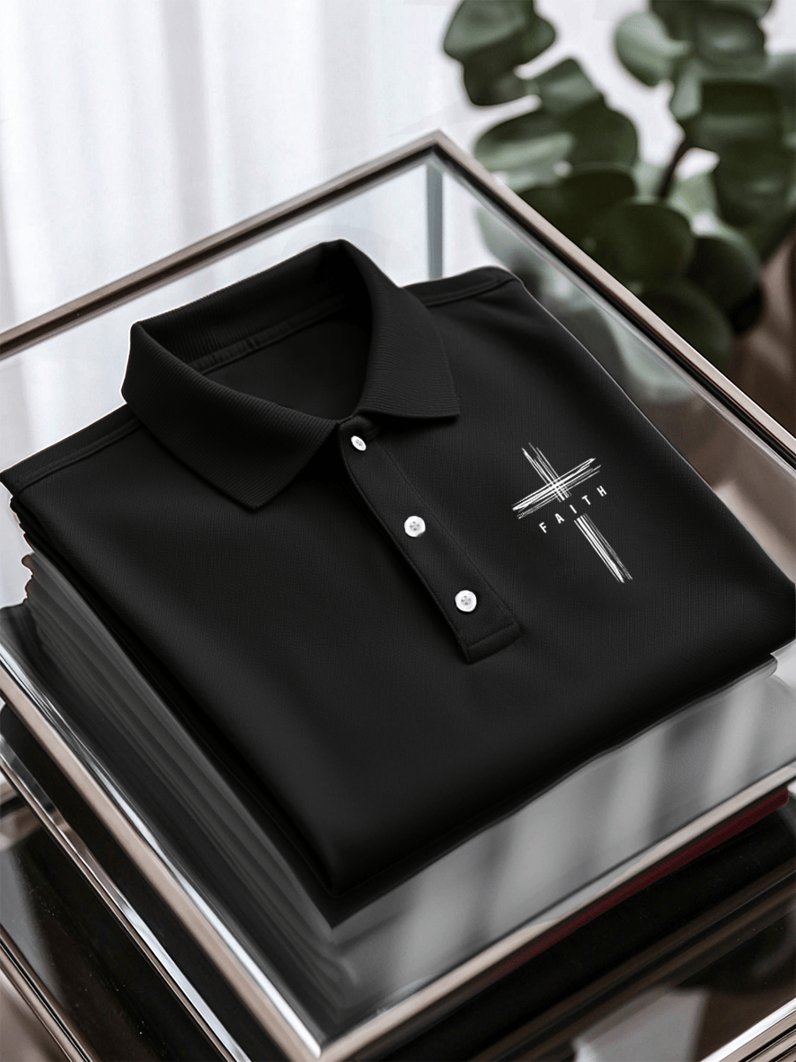 Camisa polo Faith estampado casual de manga corta para hombre