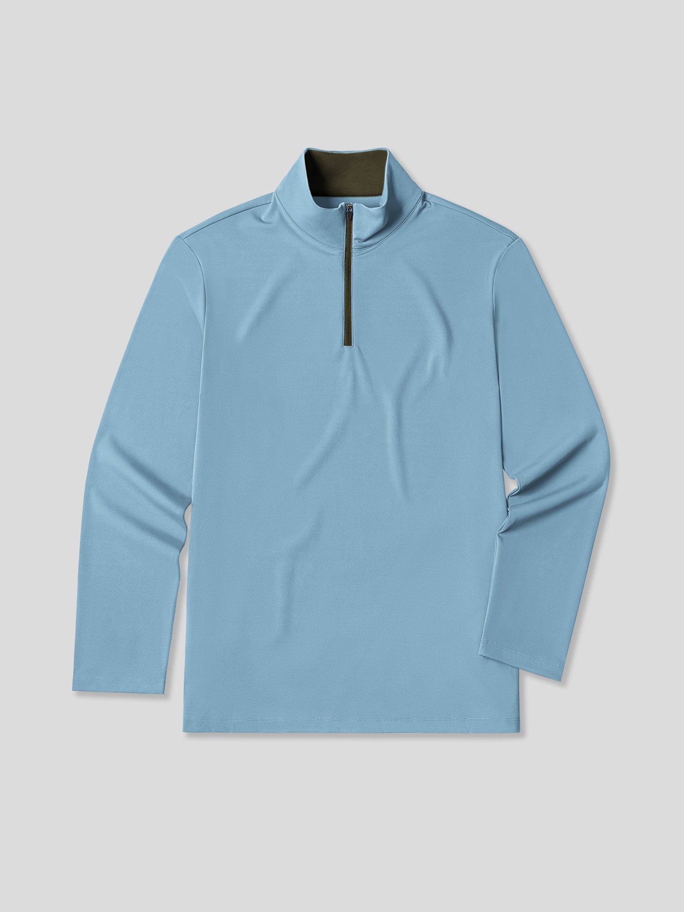 SmoothBlend de corte entallado Half Zip Mock Neck Tee: Zip Contrast Color