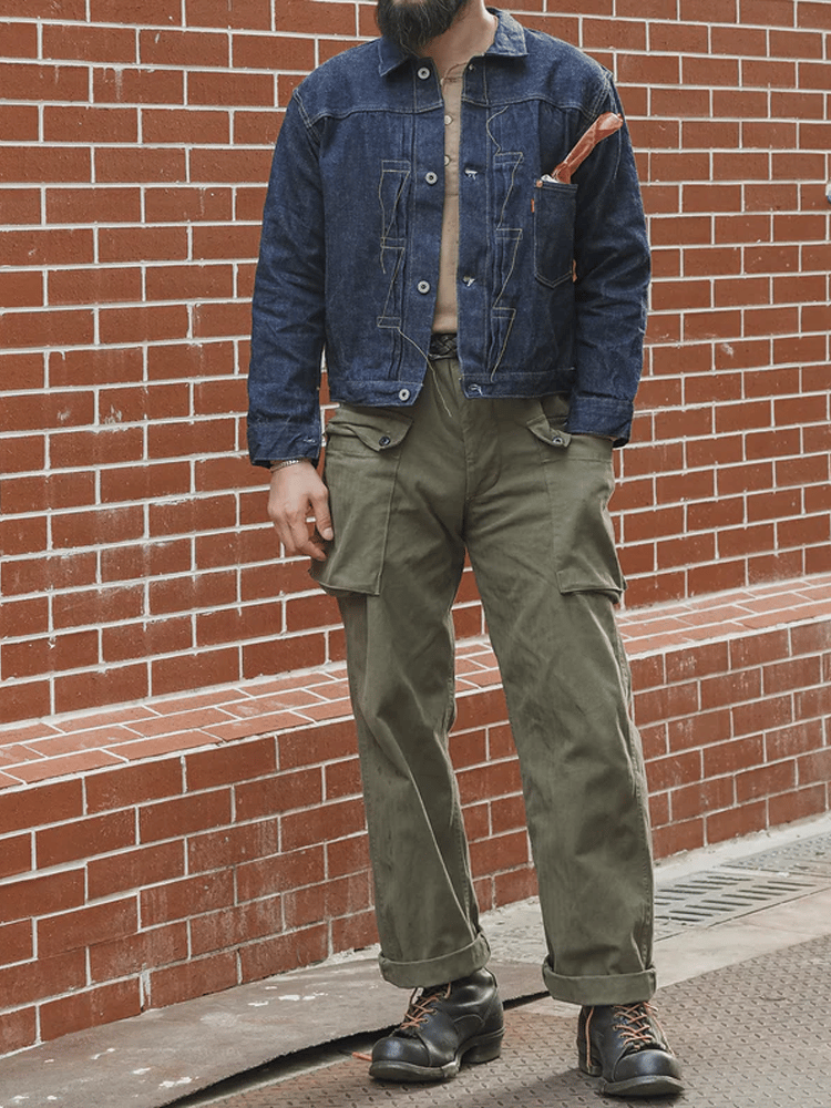 Pantalón vintage para exterior bolsillo casual para hombre