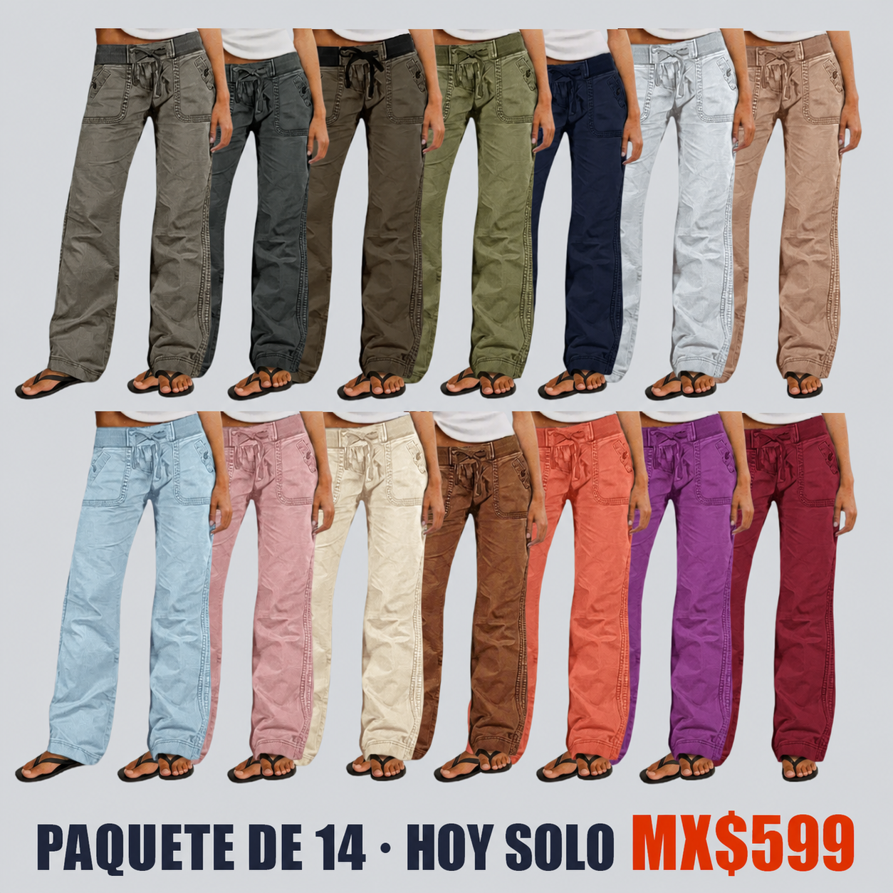 Pantalón recto ultraelástico de tiro medio para mujer · vista 8
