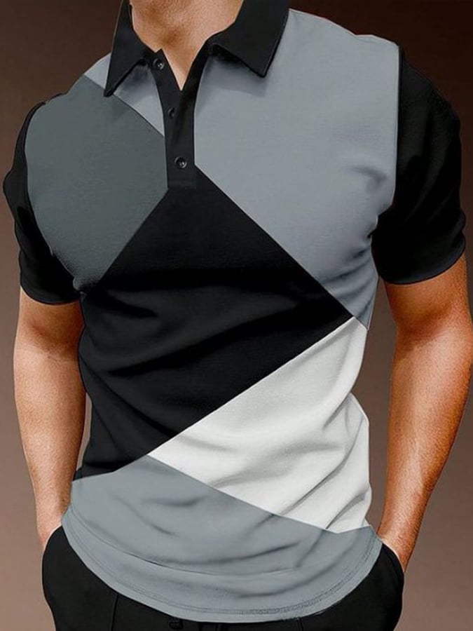 Camisa polo casual de moda Contrast Color de manga corta