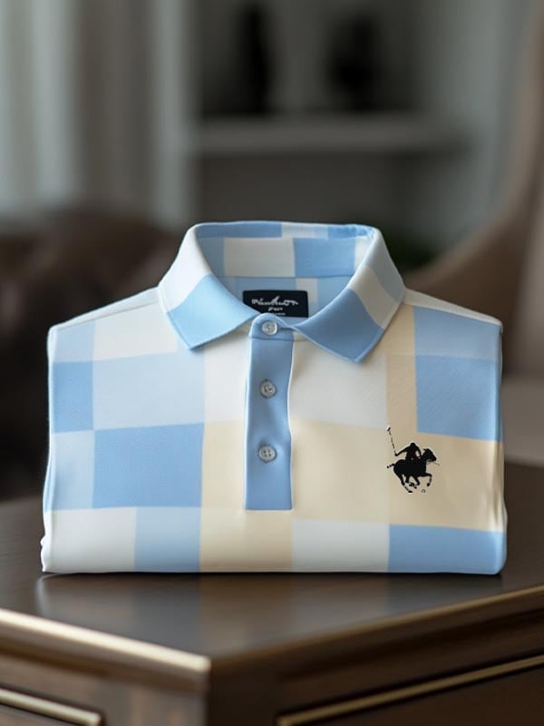 Camisa polo Check ejecutivo casual de manga corta para hombre
