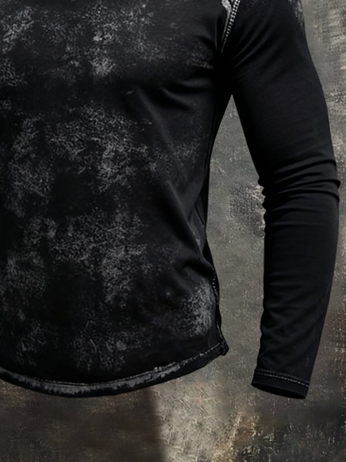 Camiseta vintage desgastado de manga larga para hombre