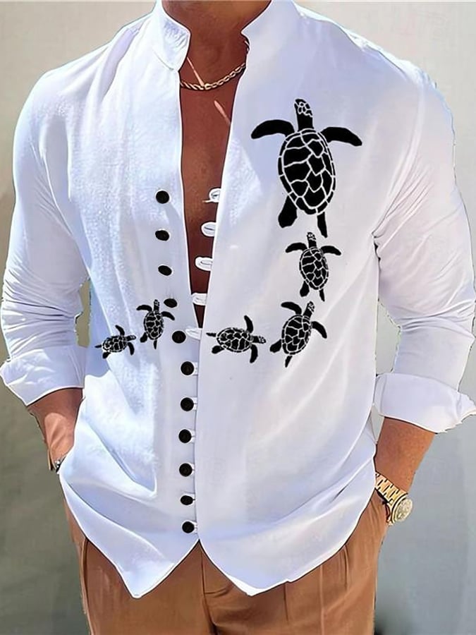 Camisa Hawaiian Turtle estampado casual Resort para hombre