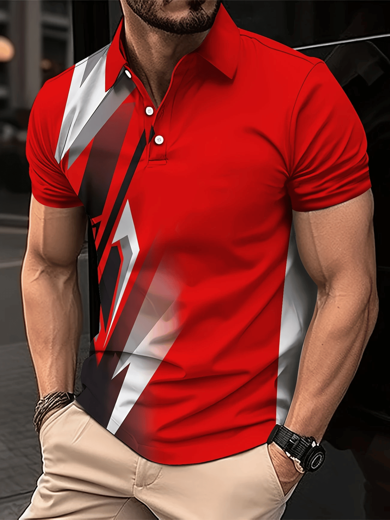 Camisa polo ejecutivo Logo con botones de manga corta para hombre